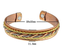 An 11.5mm width copper bangle with two healing magnets