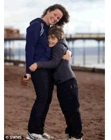 Helen Basson with her son